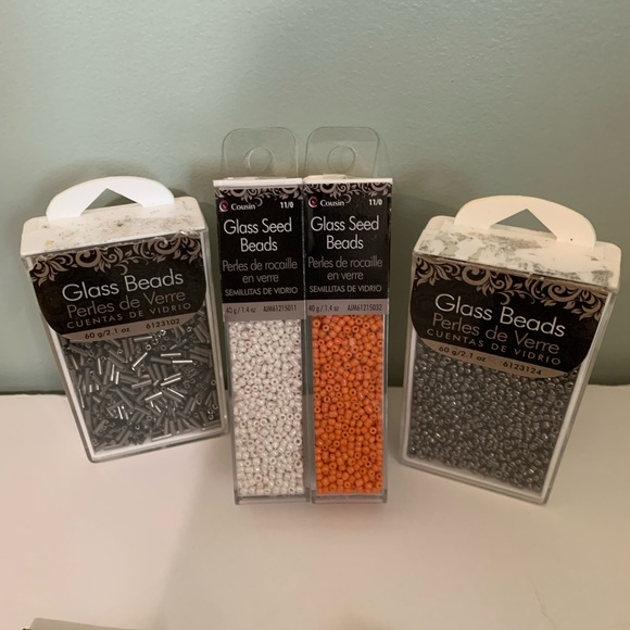 Lot Bundle of Seed Glass Beads brown/pink/orange/white/shiny black. NWT - Picture 4 of 4